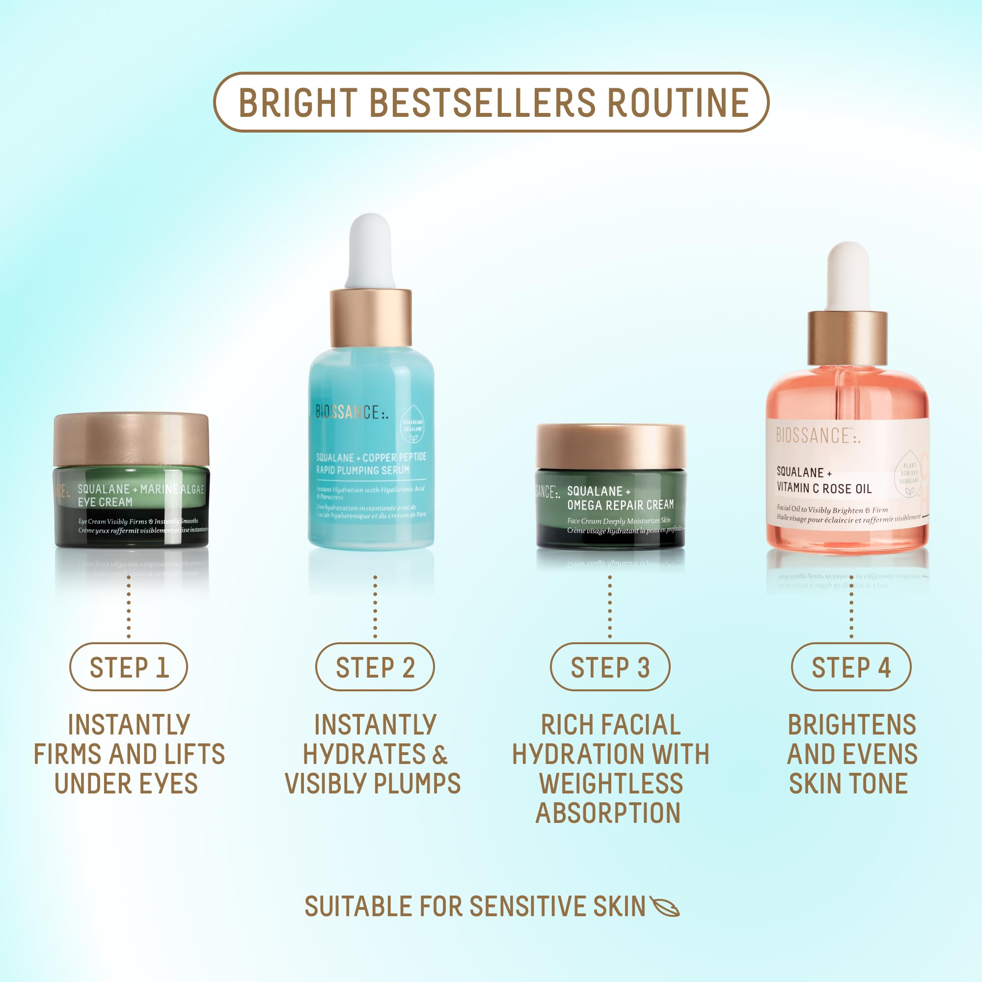 BIOSSANCE crème Omega réparatrice 15ml: texture riche, peau nourrie.