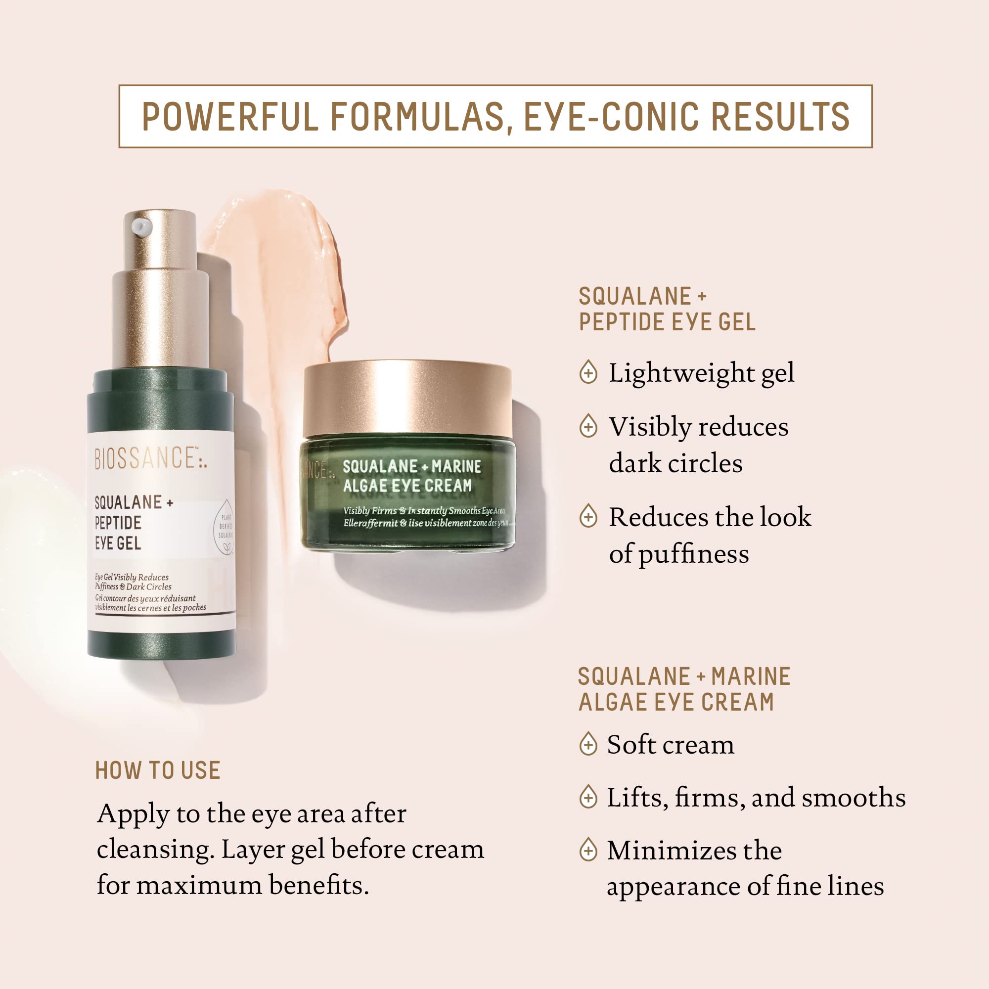 BIOSSANCE crème yeux, hyaluronique, hydratation immédiate et peau repulpée