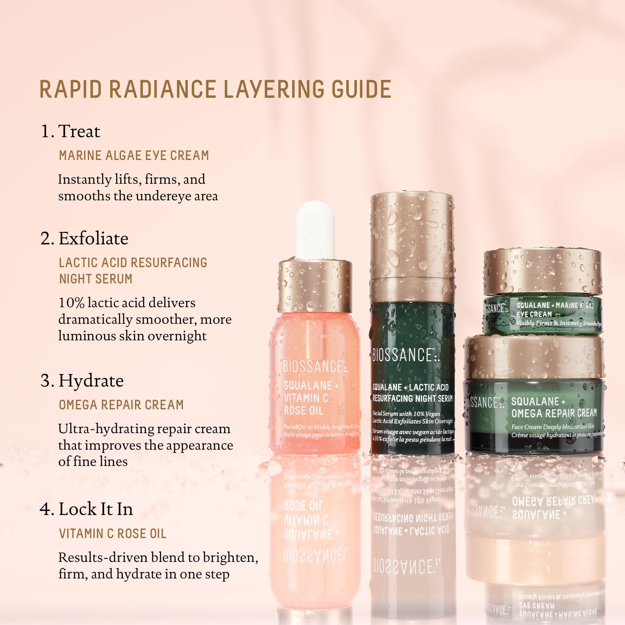 BIOSSANCE Ensemble Éclat Rapide – crème hydratante pour peau douce et repulpée.