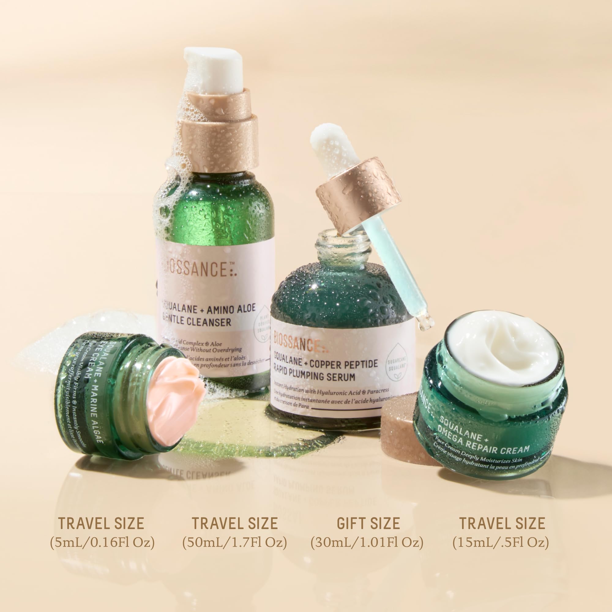 BIOSSANCE ensemble-soin-plump-et-hydrate présente une routine complète pour peau fraîche.