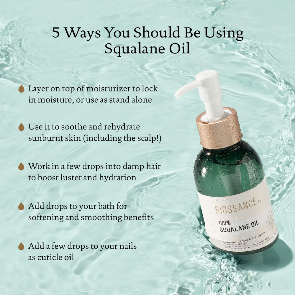 BIOSSANCE goutte huile squalane – utilisation précise pour nourrir rapidement la peau.
