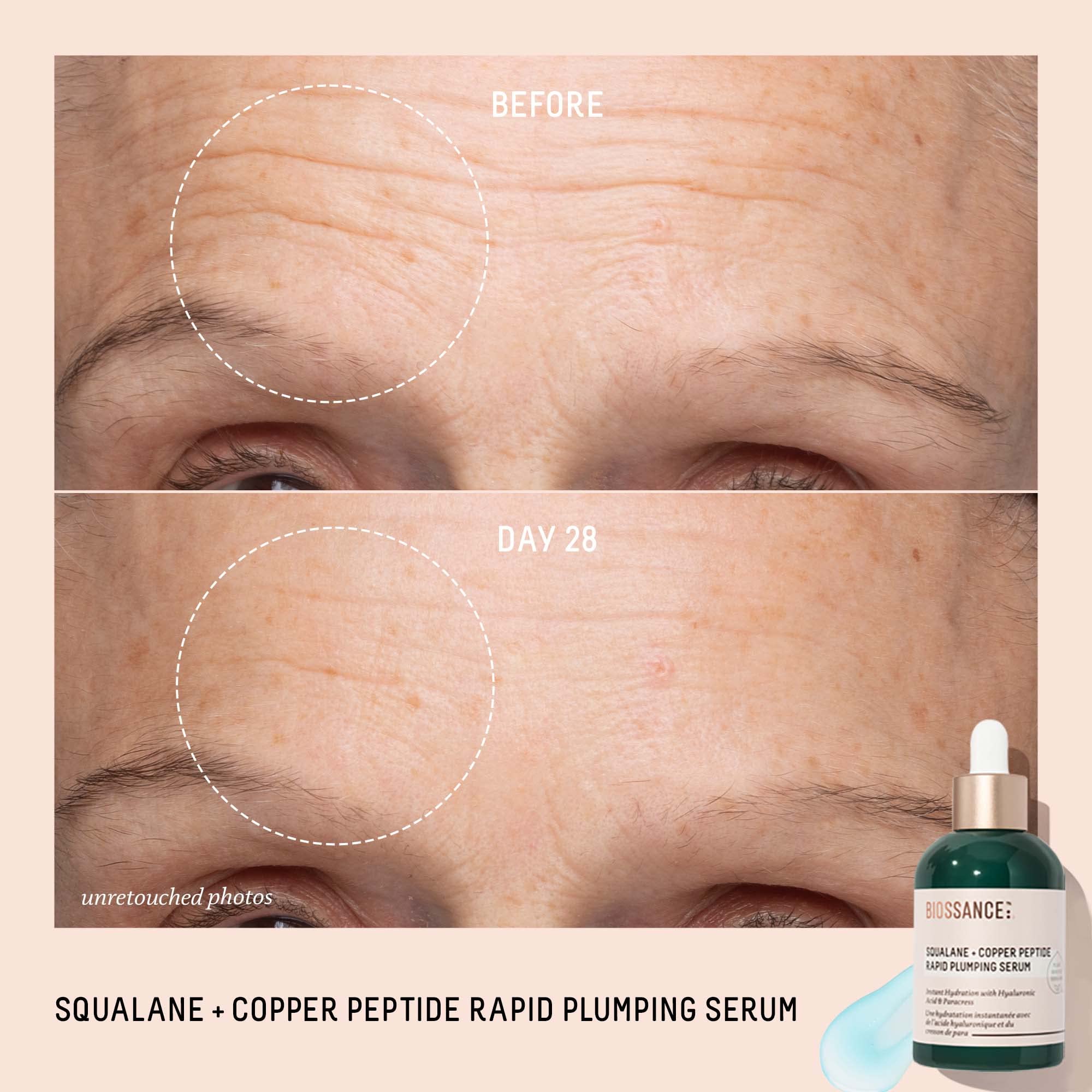 Hydratation longue durée Biossance, barrière protectrice et peau souple.