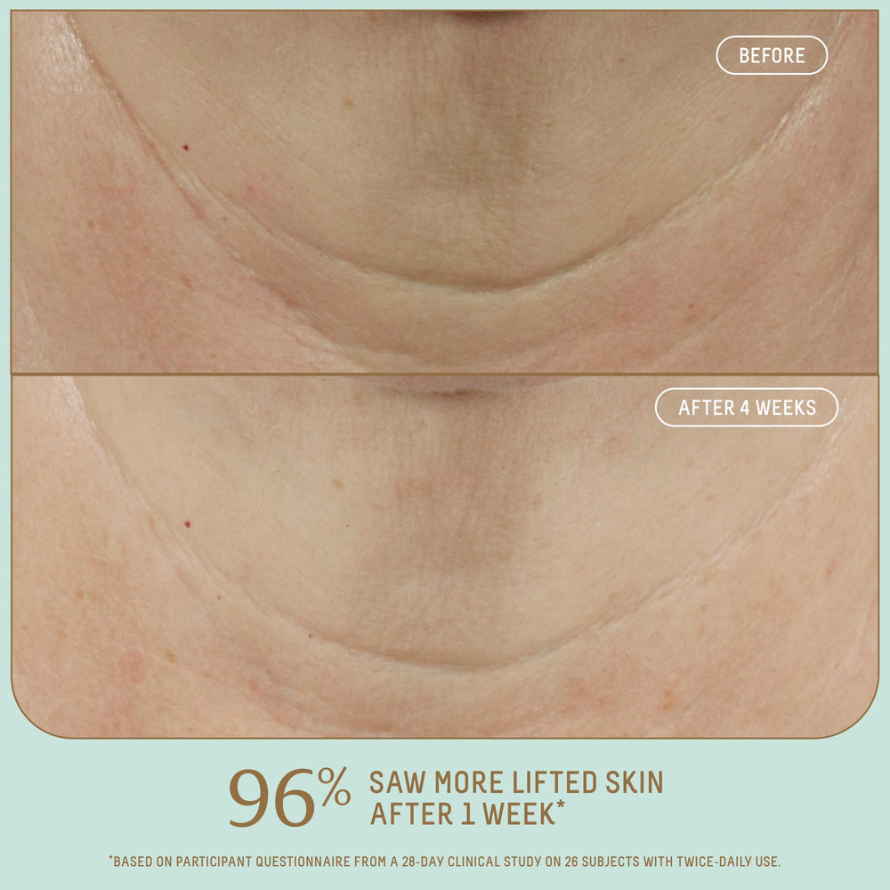 Texture soyeuse du Biossance Squalane + Firm & Lift sur peau lisse.