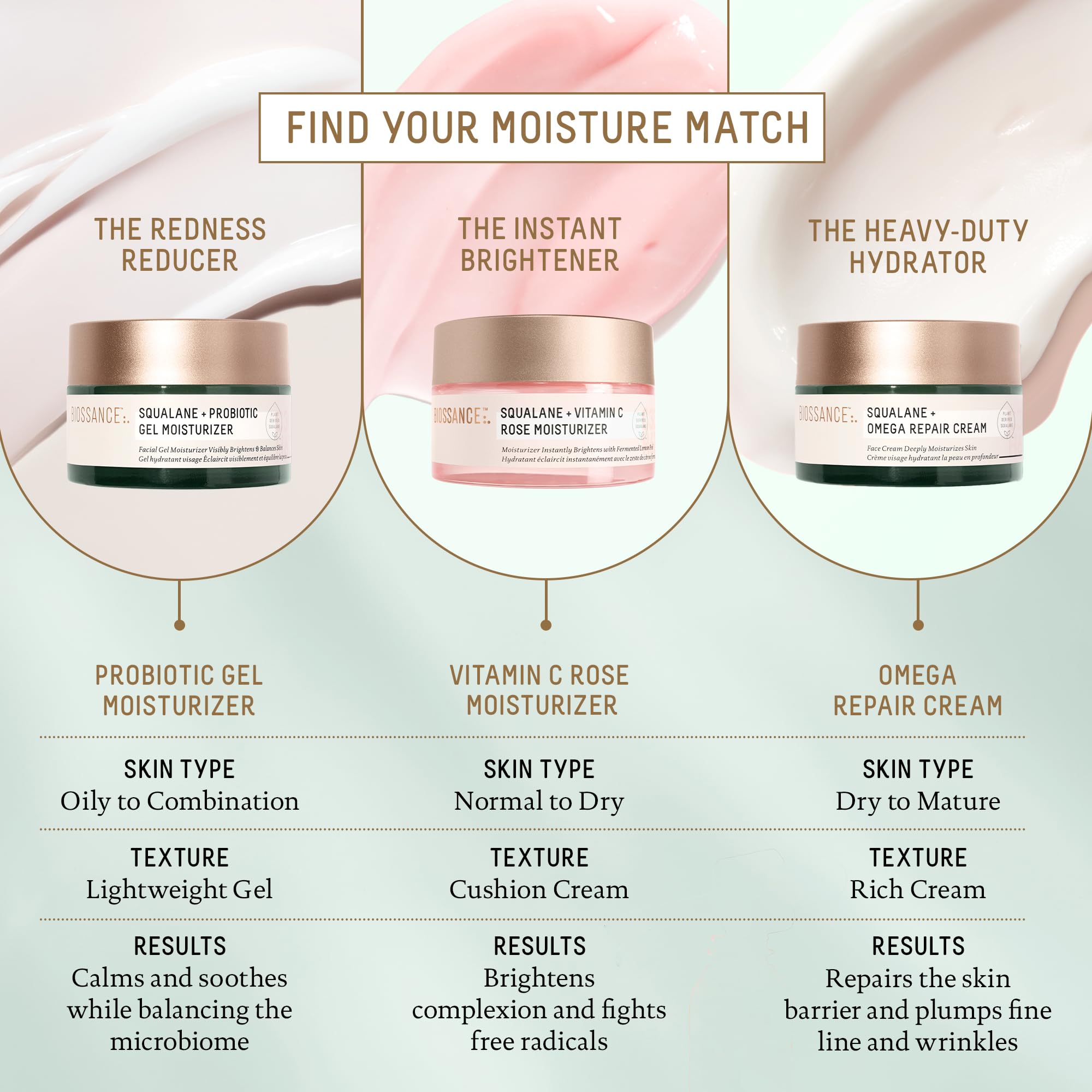 BIOSSANCE Squalane + Omega Repair Cream, acai sterols et squalane pour une radiance naturelle.