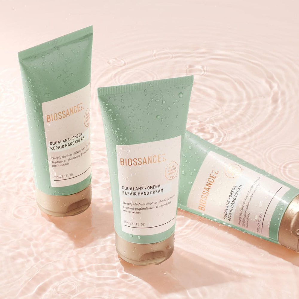BIOSSANCE Squalane Omega Repair – ingrédients clés: squalane et oméga nourrissants.