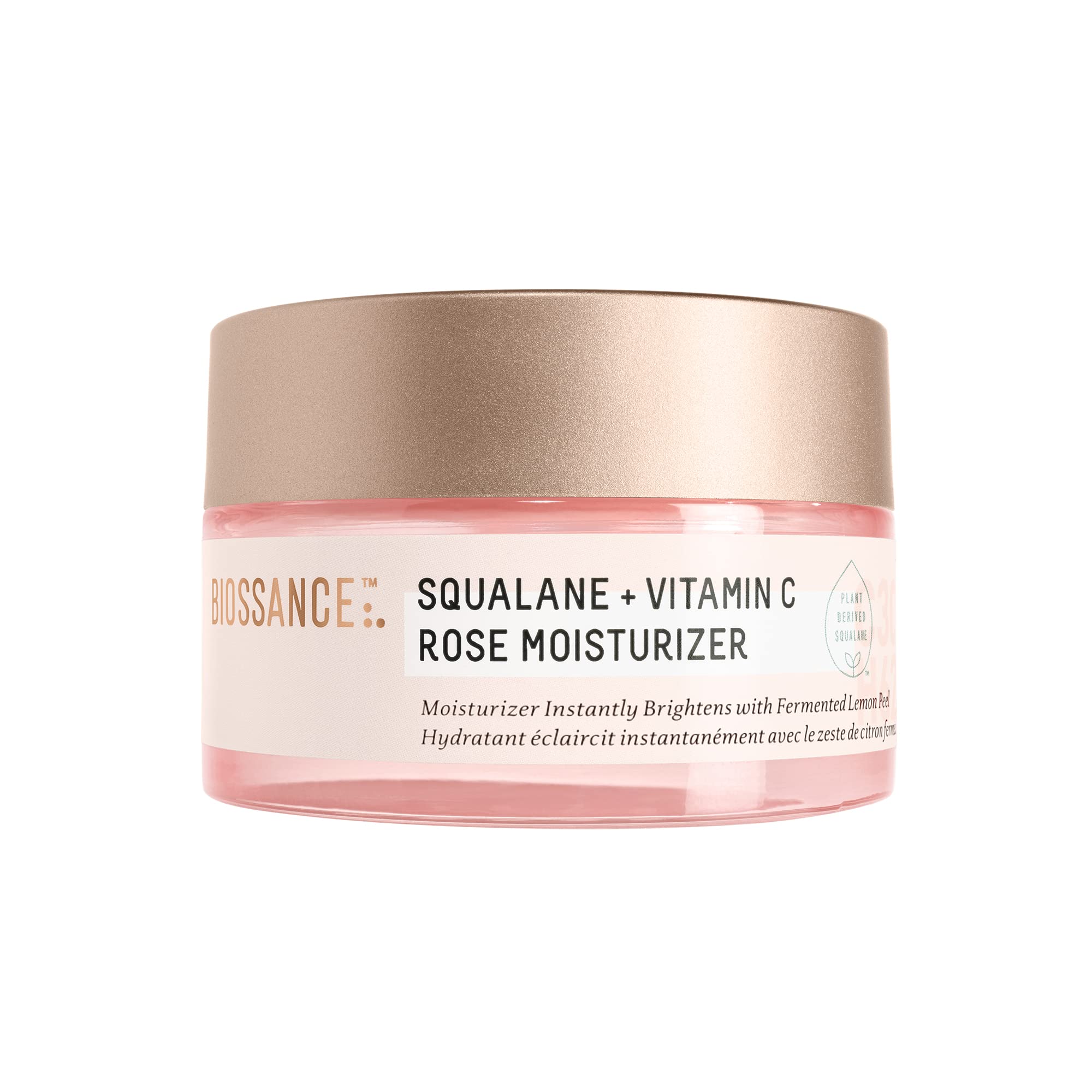 BIOSSANCE Squalane + Vitamin C Rose bouteille soin visage, hydratation lumineuse
