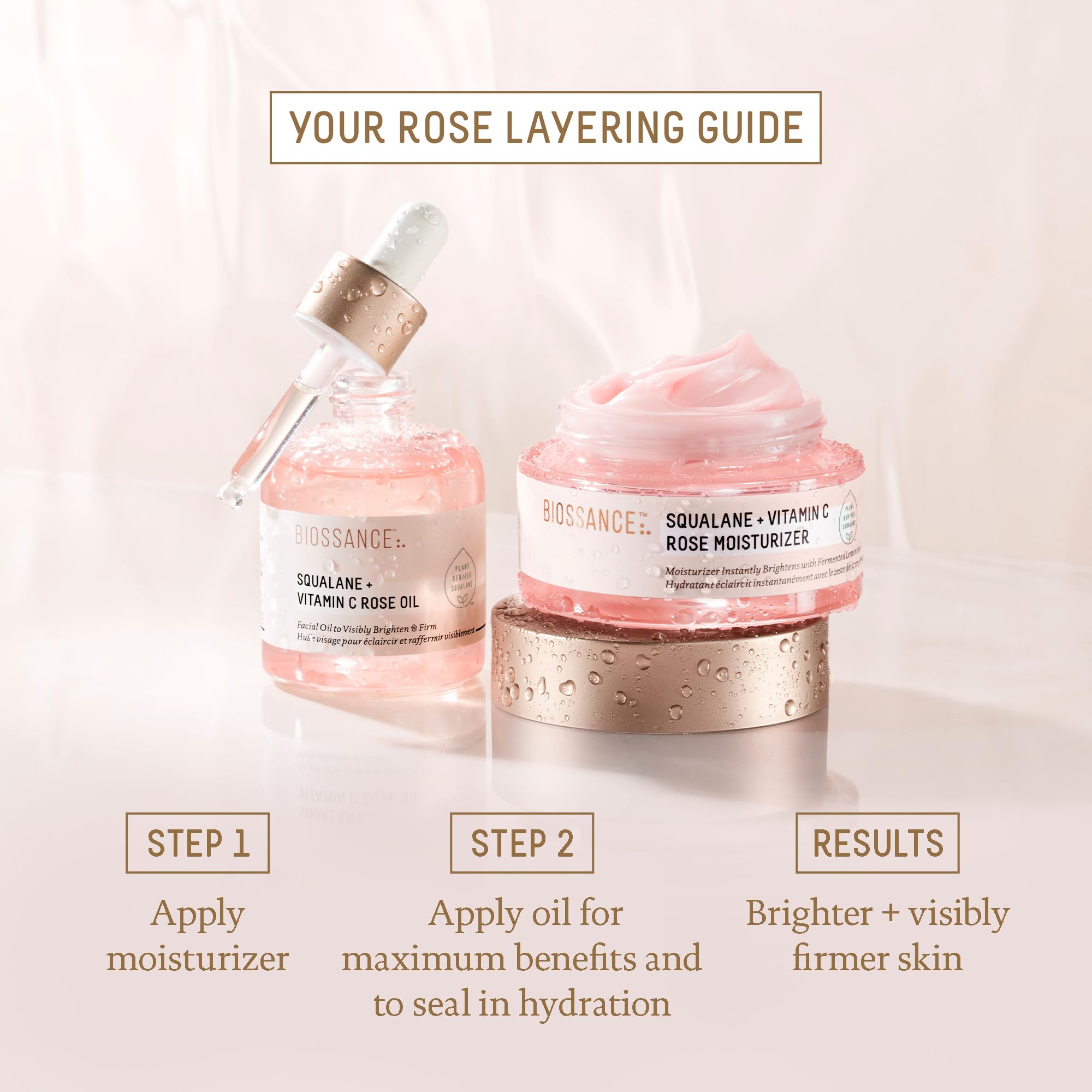 BIOSSANCE Squalane + Vitamin C Rose défense antioxydante contre pollution