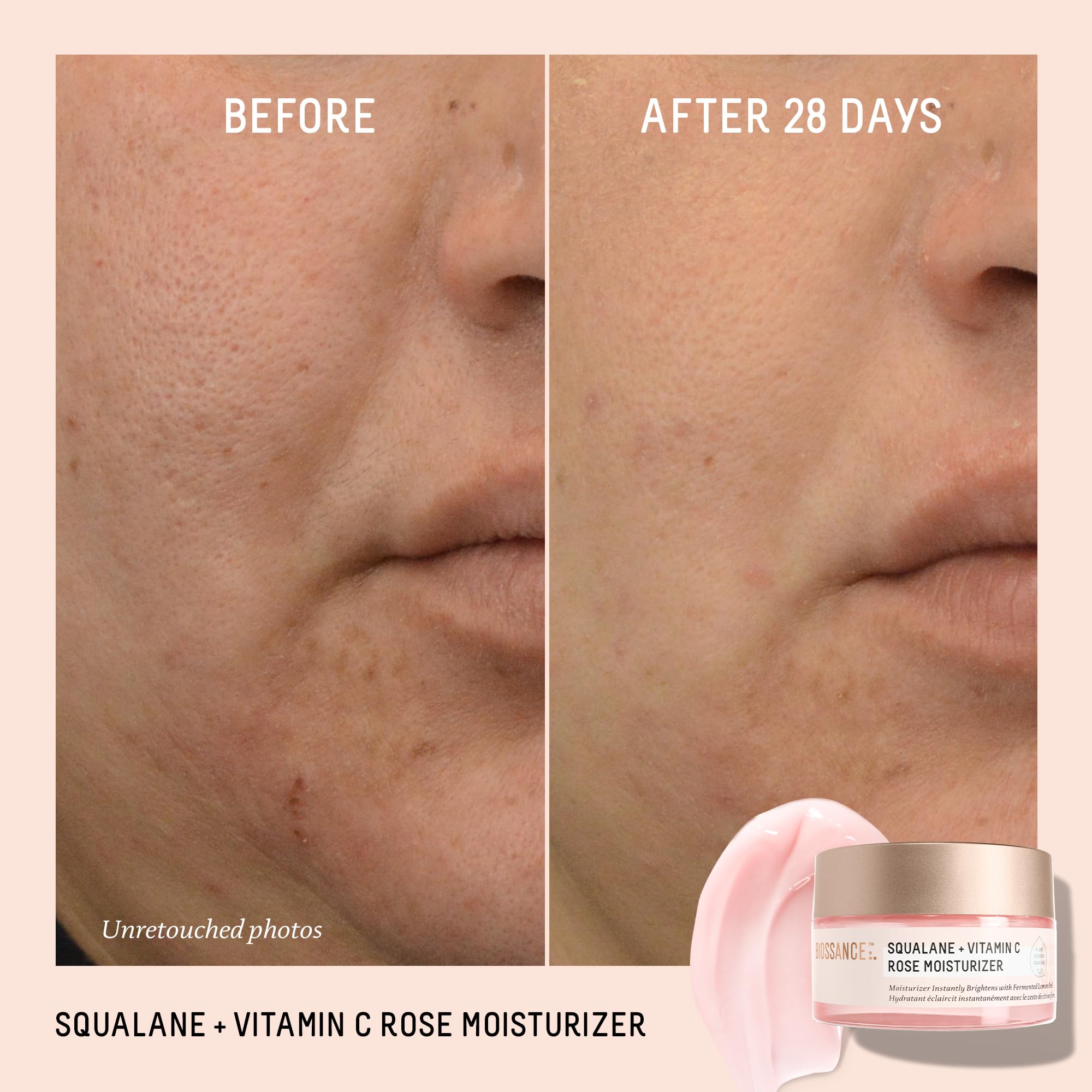 BIOSSANCE Squalane + Vitamin C Rose extrait rose de Damasque