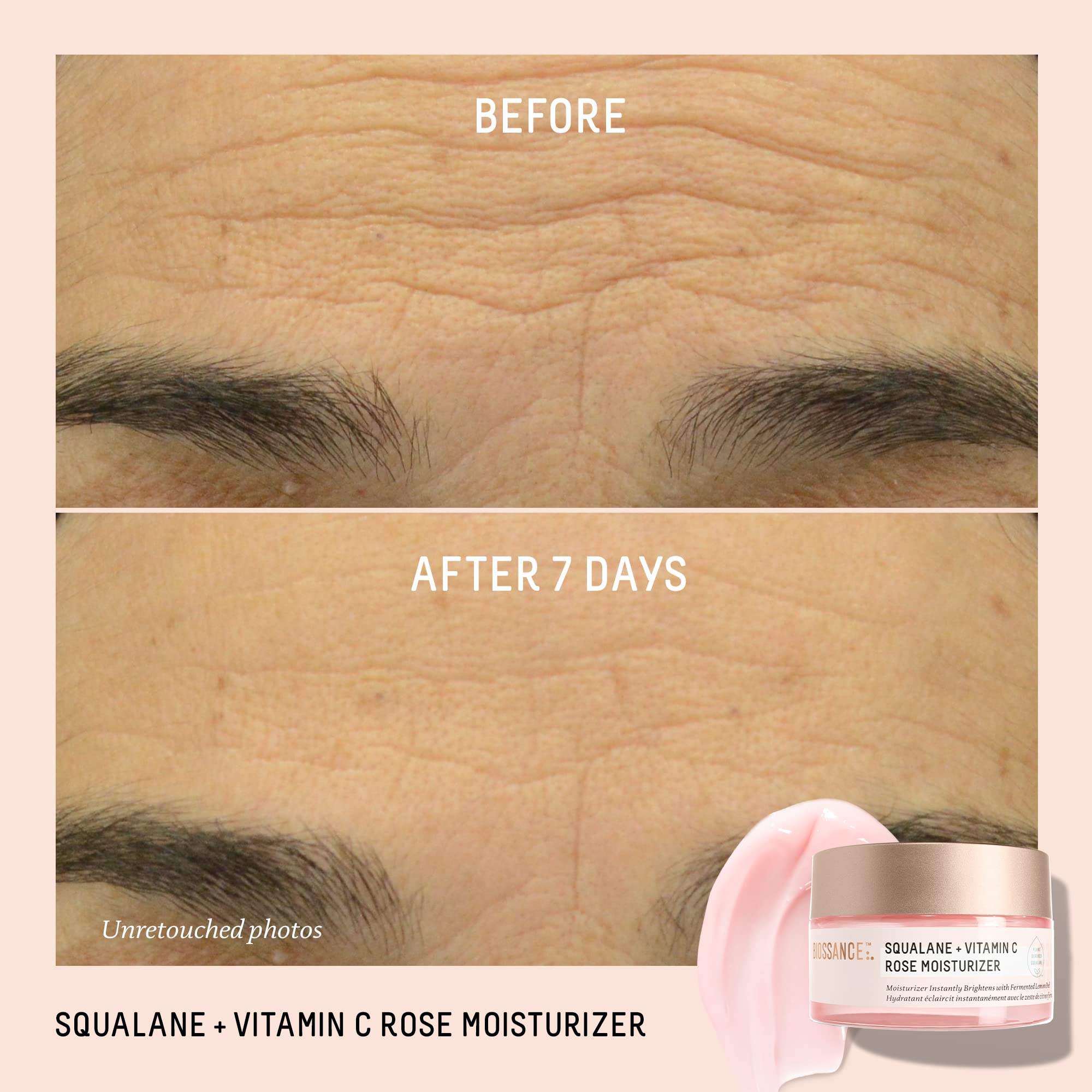 BIOSSANCE Squalane + Vitamin C Rose ingrédients citron fermenté, teint lumineux