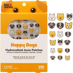 Pansements BioSwiss Happy Dog dans la boîte, 100 unités, pratique et discret.