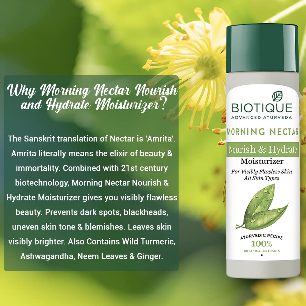 Biotique Morning Nectar curcuma sauvage pour lumière naturelle.