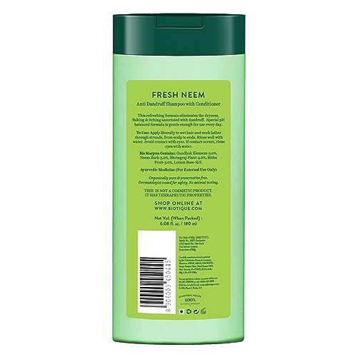 Biotique Neem Margosa: ingrédients naturels en vedette pour nourrir les cheveux.