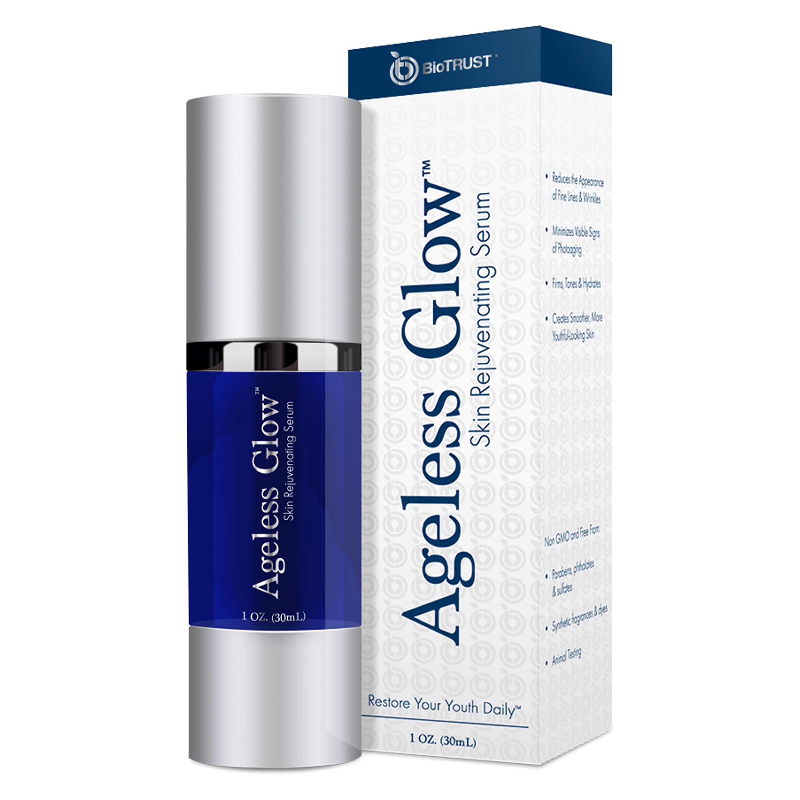 BioTrust Ageless Glow – emballage élégant du sérum anti‑âge prêt à l’emploi