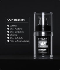Biotulin gel drop on fingertip ready for targeted wrinkle treatment