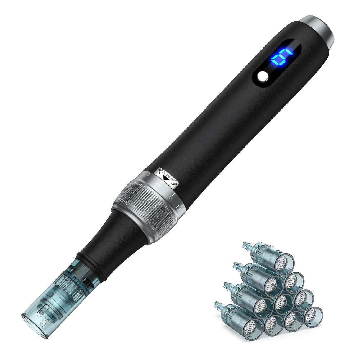 Bird Here rouleau dermique 0,25 mm sur le visage, améliore l'absorption des soins.