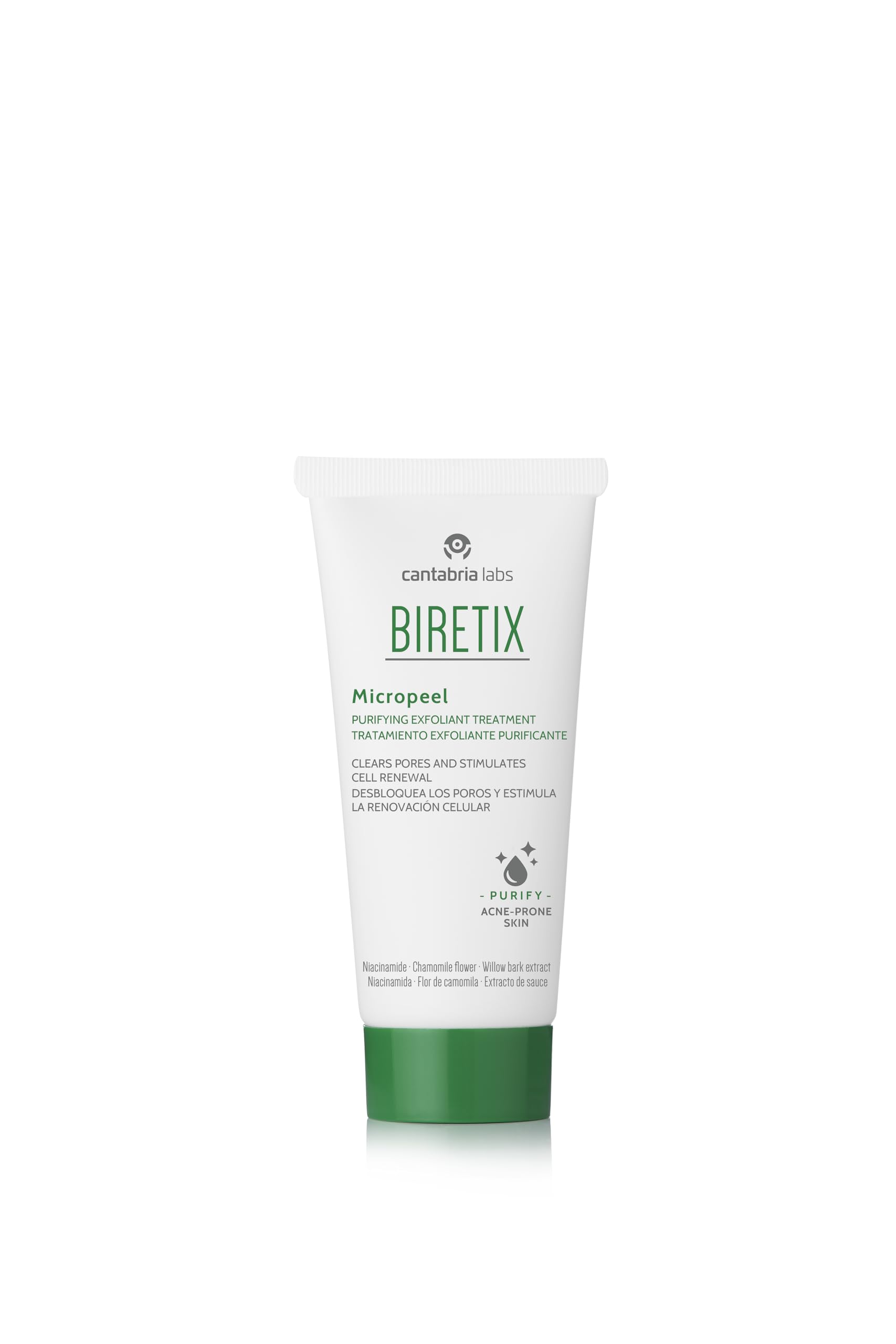 Application sur peau avec Biretix Micropeel, étalement facile et contrôlé.