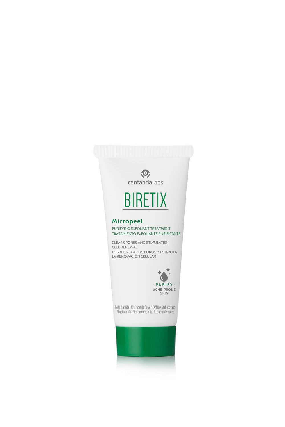 Application sur peau avec Biretix Micropeel, étalement facile et contrôlé.