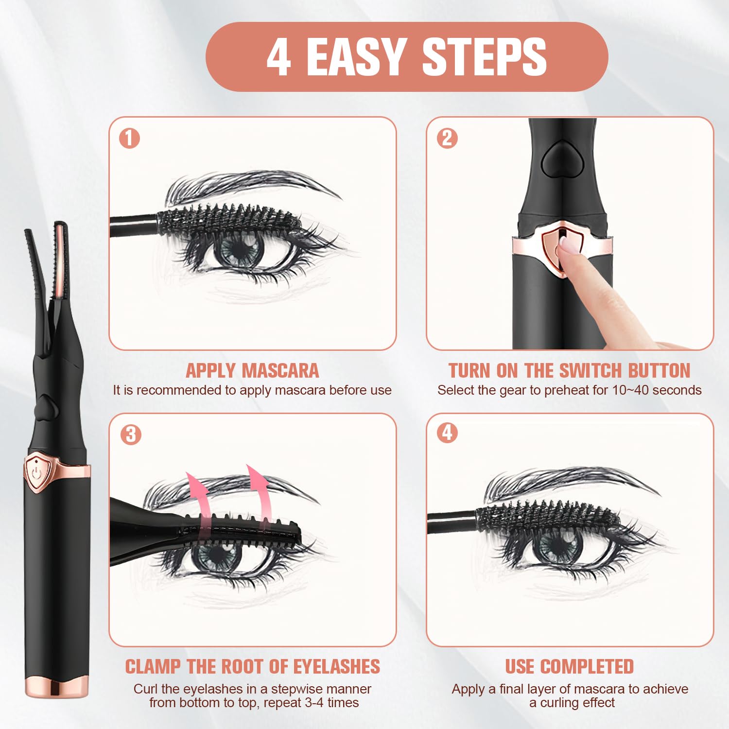 Birunwer curleur cils électrique avec lumière violette pour une mise en forme précise.