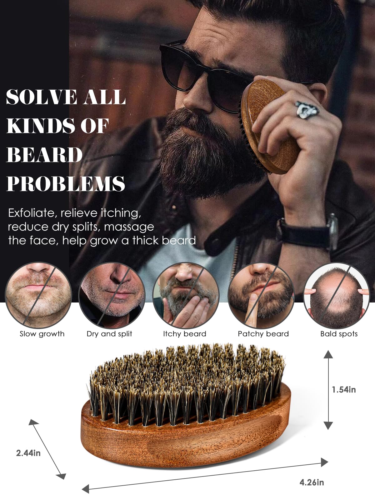 Bituemly ensemble barbe bois santal: peigne et brosse pour un coiffage précis.