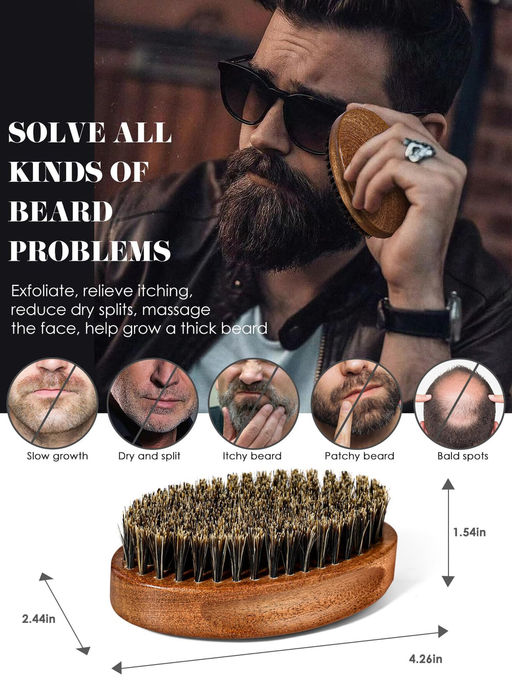 Bituemly ensemble barbe bois santal: peigne et brosse pour un coiffage précis.