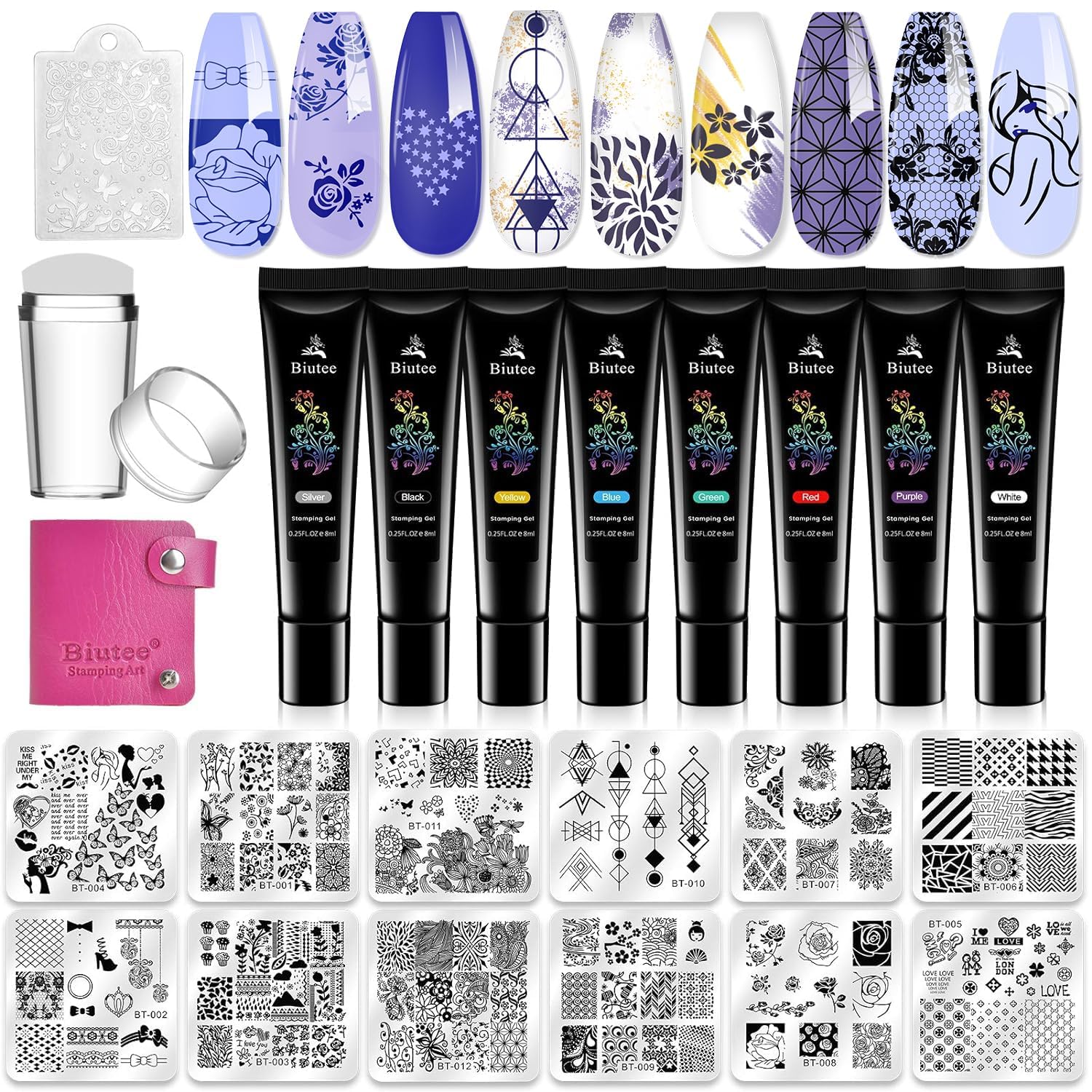 Biutee kit impression ongulaire – 12 plaques variées pour motifs nets
