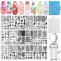 Biutee plaques stamping ongulaire: ensemble complet pour motifs variés sur les ongles.