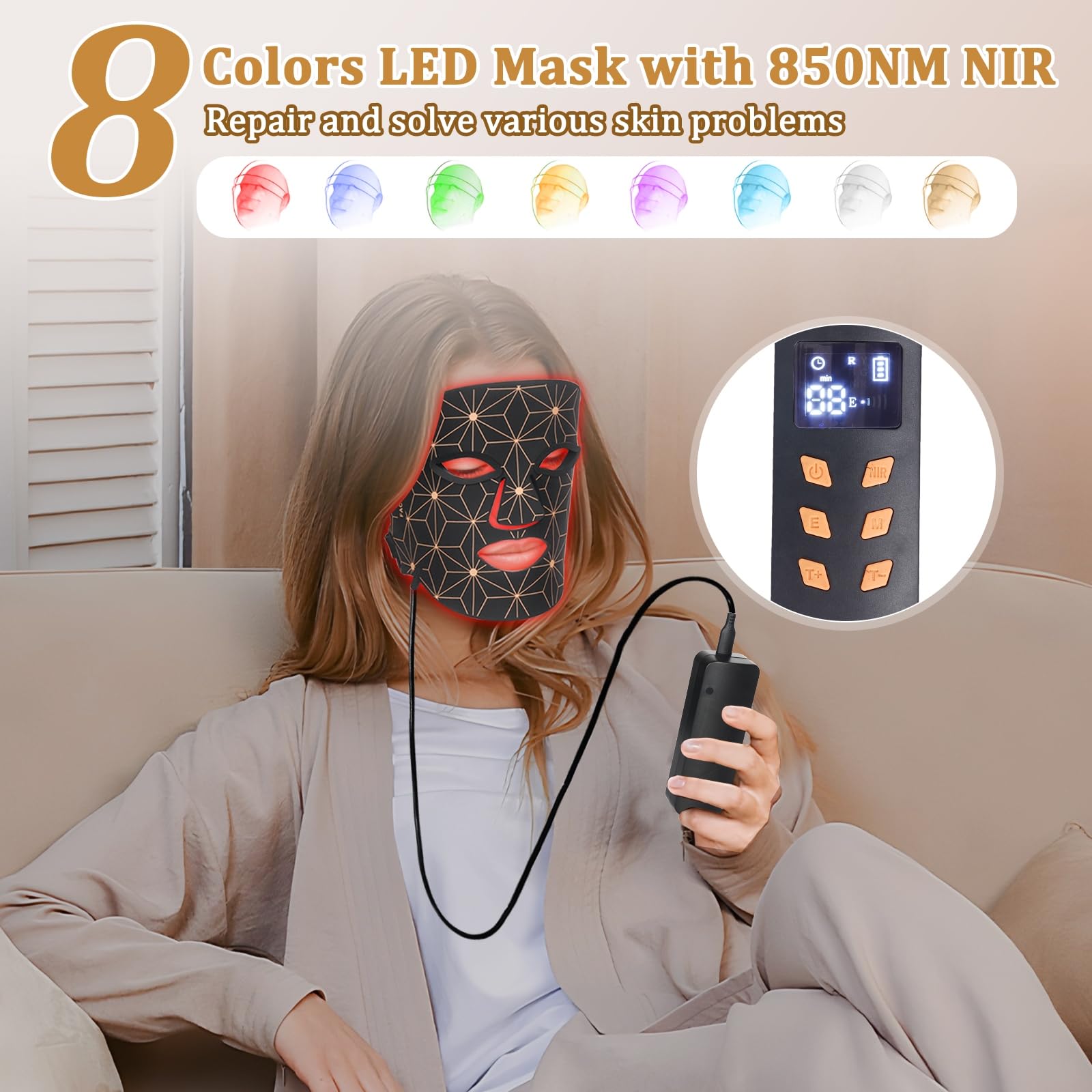 Masque biuufish 240 LED pour soin profond du visage