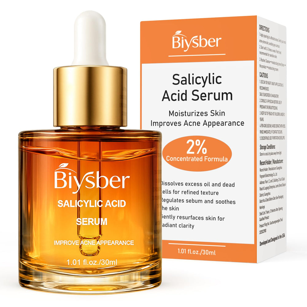 BIYSBER Sérum acide salicylique 2% – flacon, exfolie en douceur et affine les pores.
