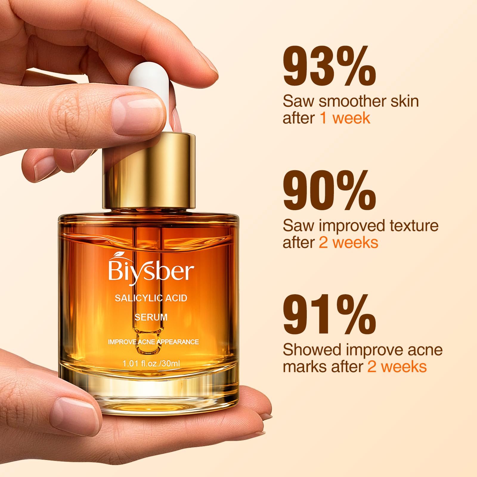 BIYSBER Sérum acide salicylique 2% – fini mat et peau moins brillante.