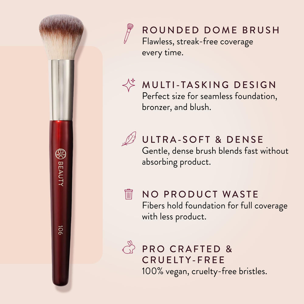 BK BEAUTY 106 pinceau fond de teint, application lisse et polyvalente pour bronzer et blush.
