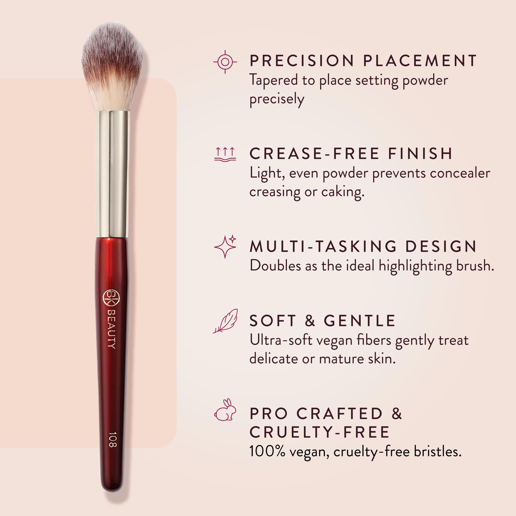 BK Beauty 108 pinceau poudre précision sous-oeil – réglage précis des zones brillantes.