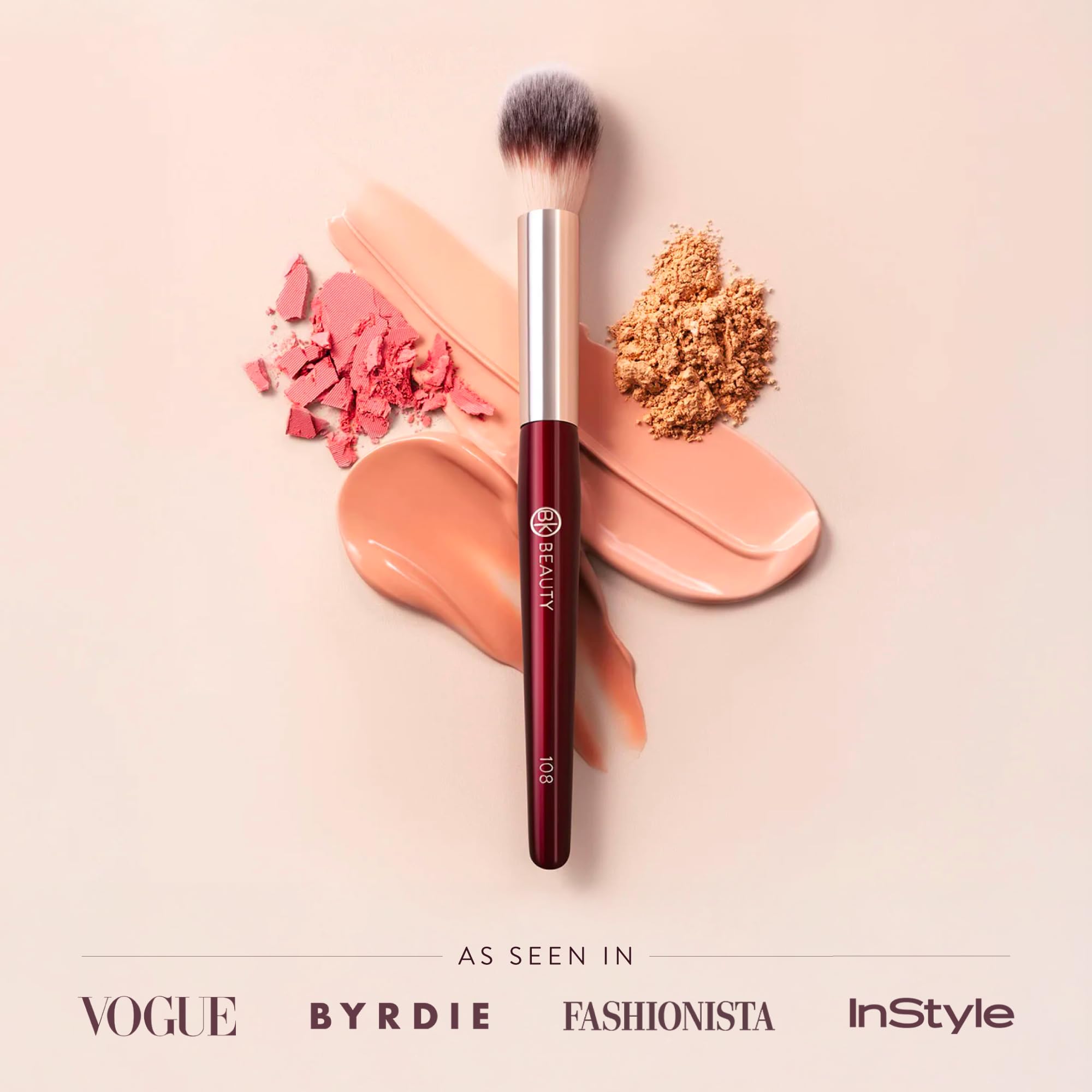 BK Beauty 108 pinceau poudre sans cruauté – outil pro éthique et respectueux des animaux.