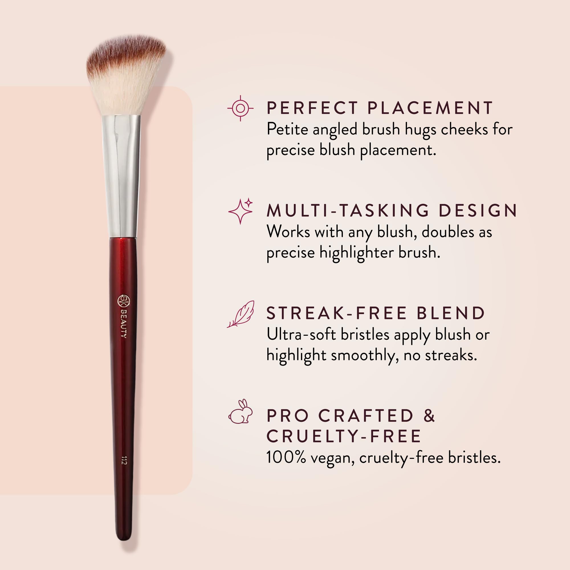 BK BEAUTY 112 pinceau-angle-visage-precision-poudre pour un mélange fluide et sans traces