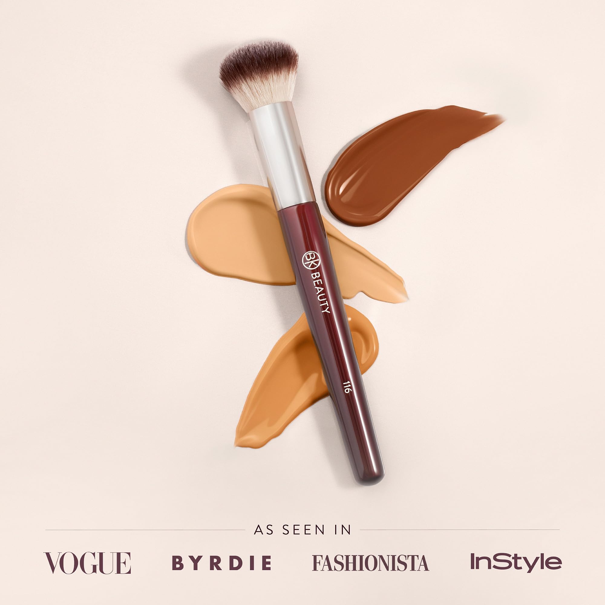 BK BEAUTY 116 pinceau compact rond pour bronzer crème — fondue sans traces