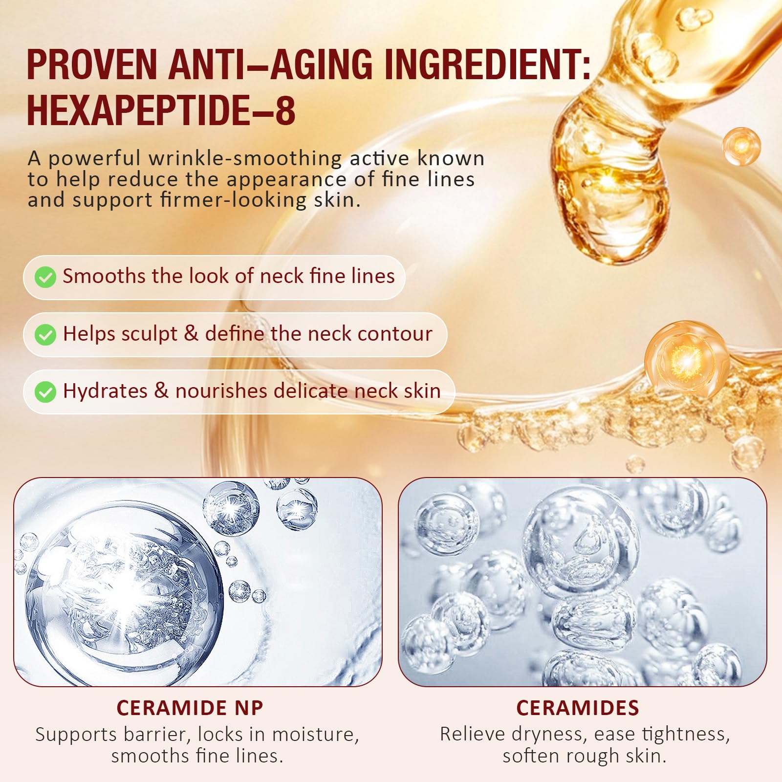 BKKTfBWK AH8 Crème Cou ingrédients clefs: Centella asiatica et levure pour revitaliser la peau du cou.