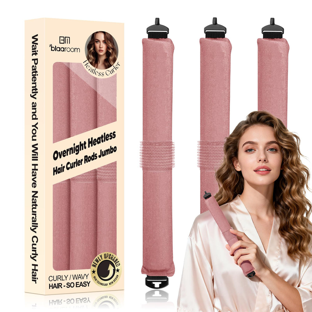 BLAAROOM rouleaux satin nuit rose foncé pour boucles sans chaleur.