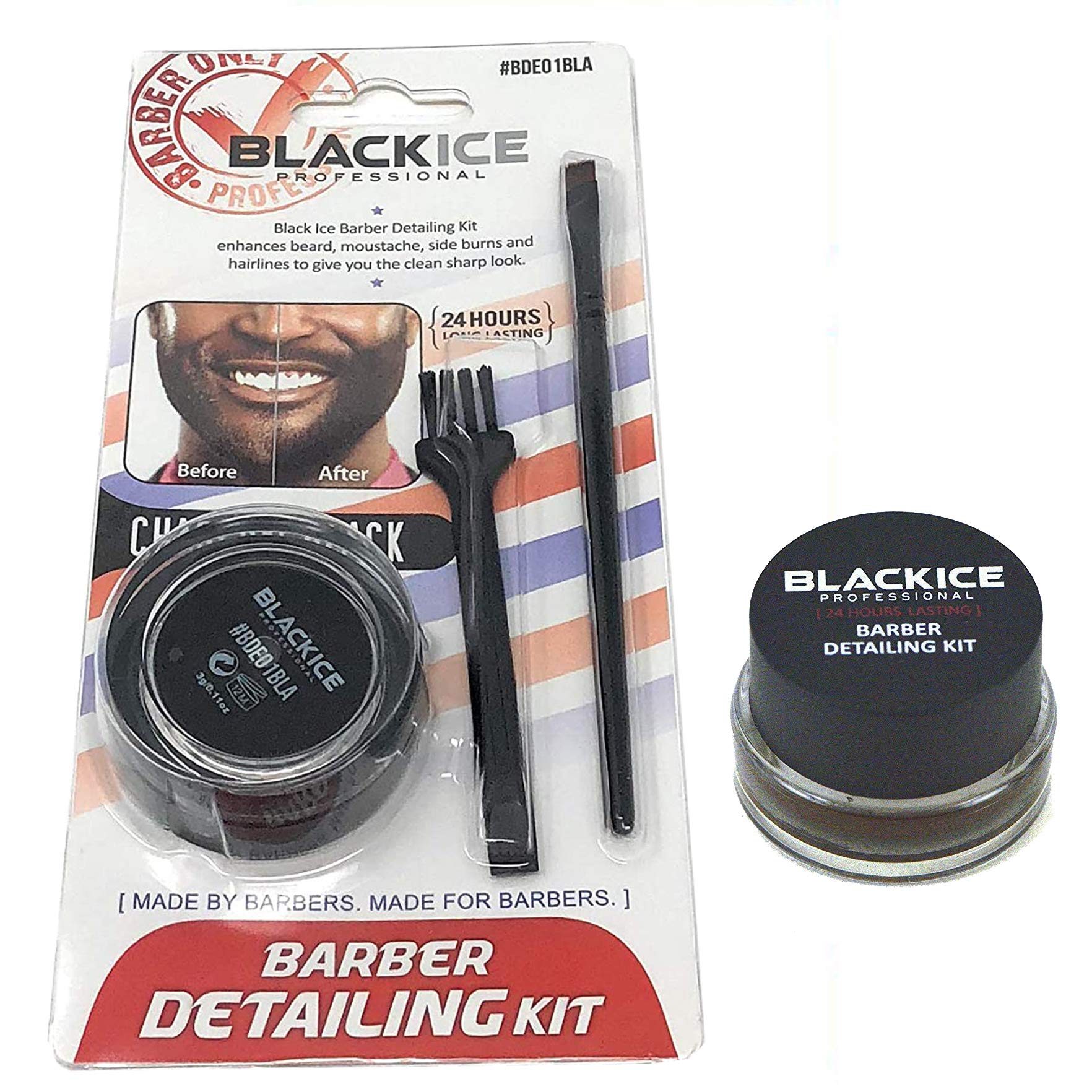 Brosse Black Ice Barber Detailing Kit pour barbe et moustache, précision et douceur.
