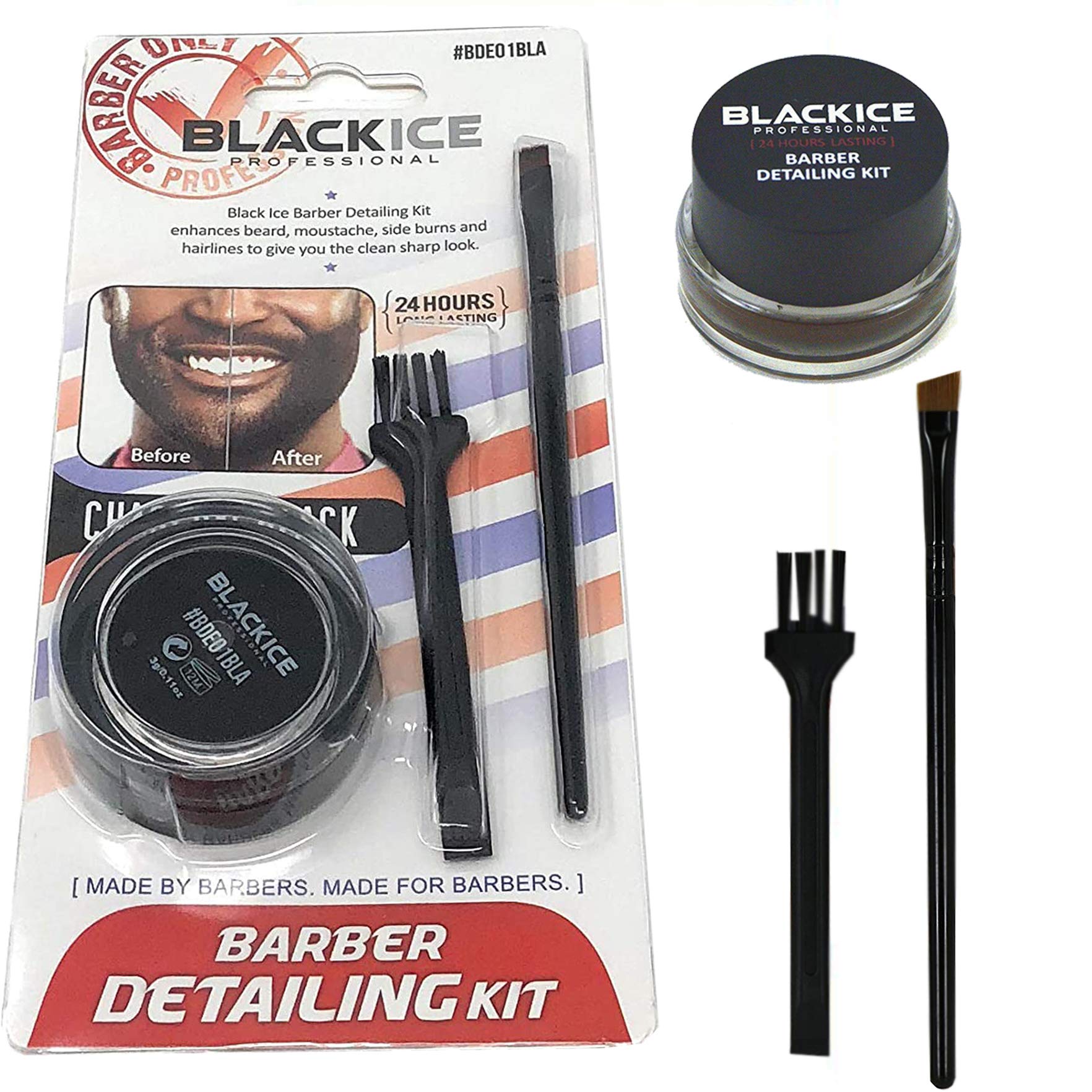 Peigne fin Black Ice Barber Detailing Kit, contours nets et nœuds maîtrisés.