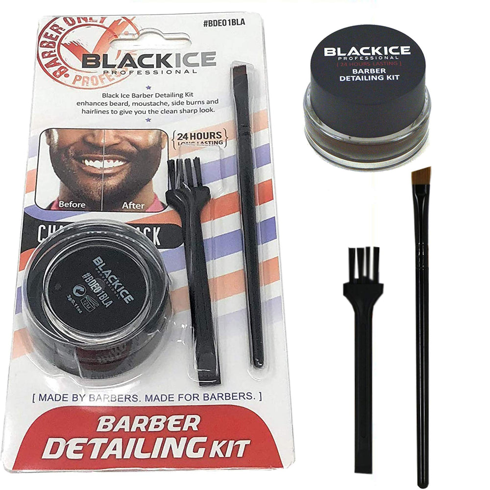 Peigne fin Black Ice Barber Detailing Kit, contours nets et nœuds maîtrisés.