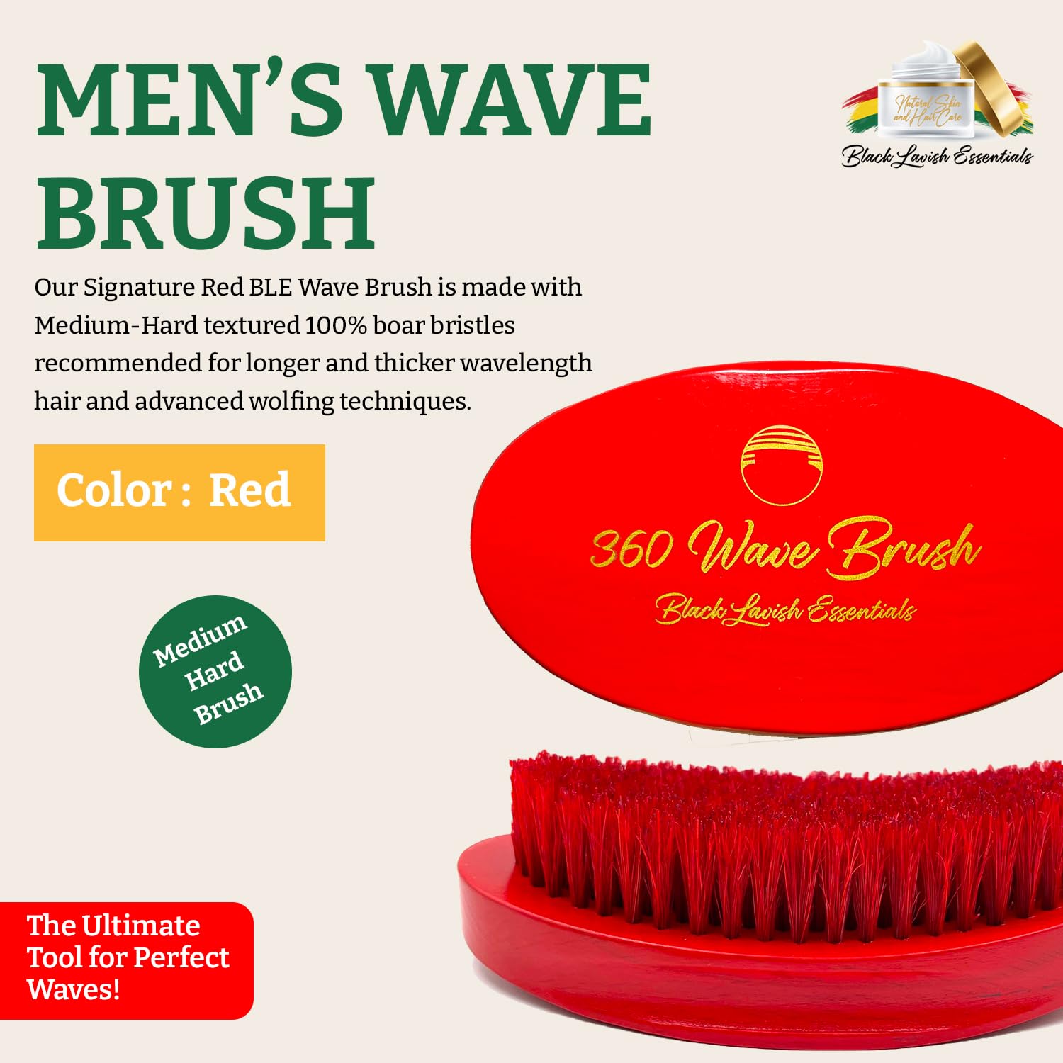 Brosse ergonomique incurvée Black Lavish Essentials offrant une prise en main stable.
