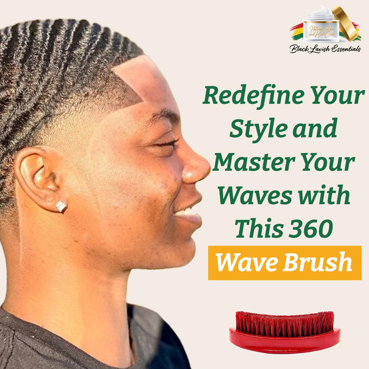 Pomade Ultra-Lisse 360 Wave associée à la brosse Black Lavish Essentials.