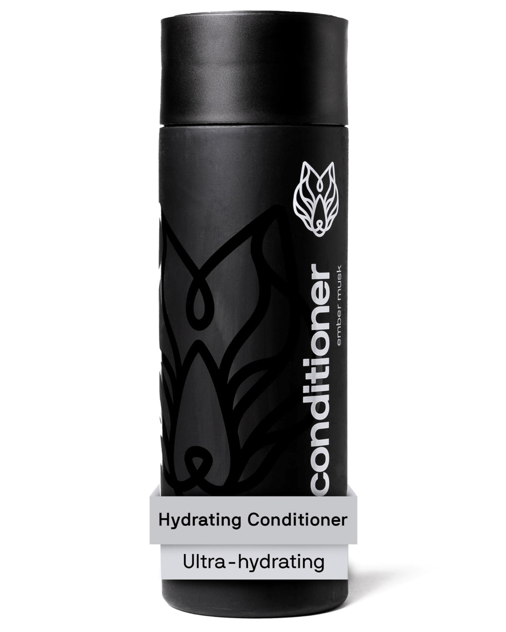 Bouteille Black Wolf Conditionneur avec étiquette propre et élégante, hydratation prometteuse.