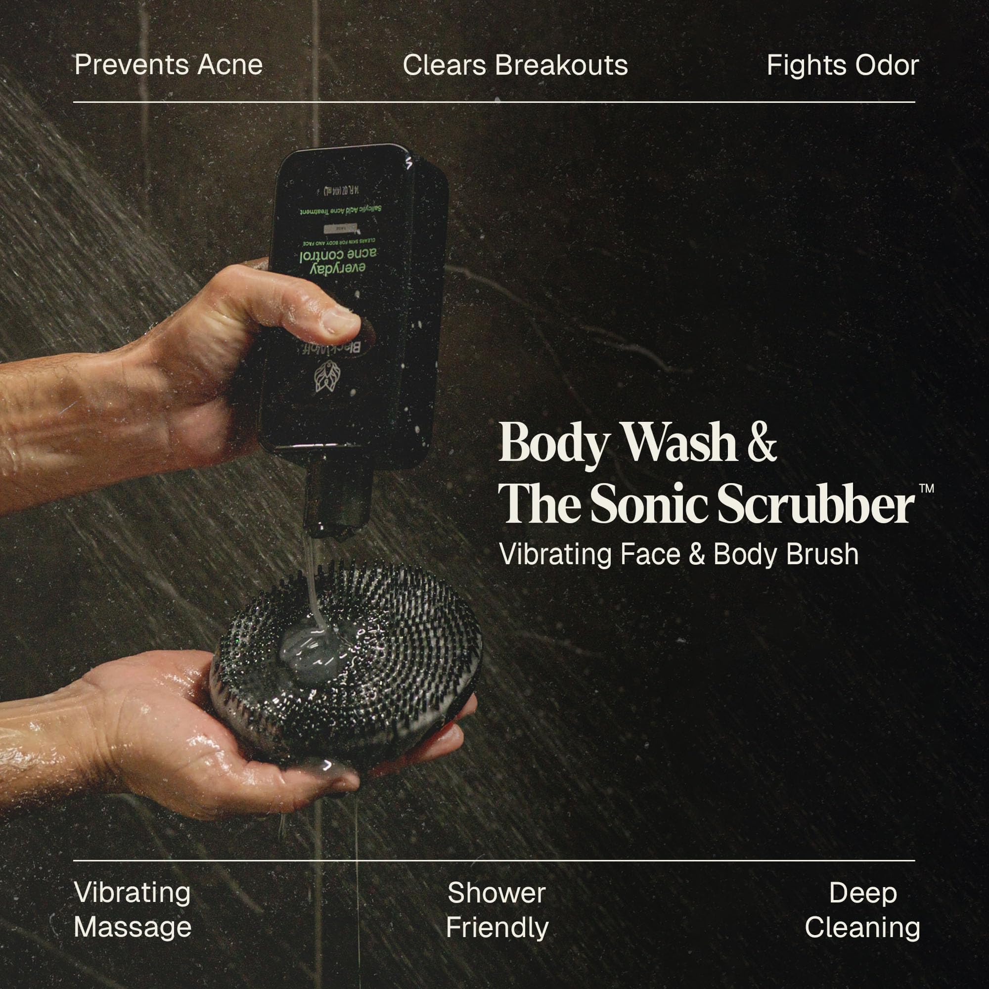 Brosse masseuse résistante à l'eau Black Wolf pour une peau tonique.