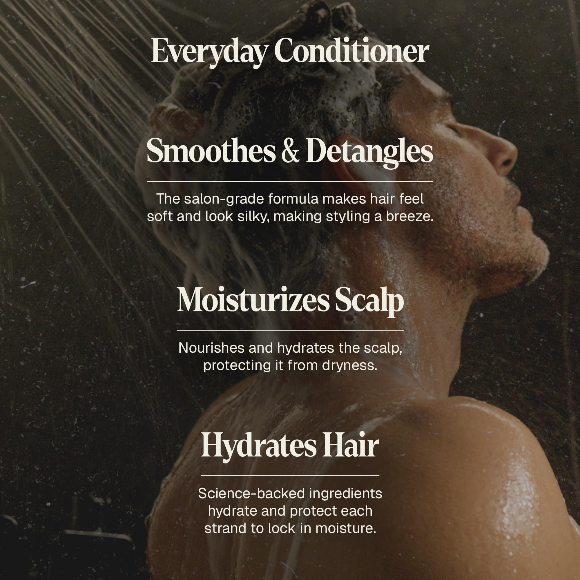 Cheveux après démêlage avec le conditionneur Black Wolf, apparence plus lisse.