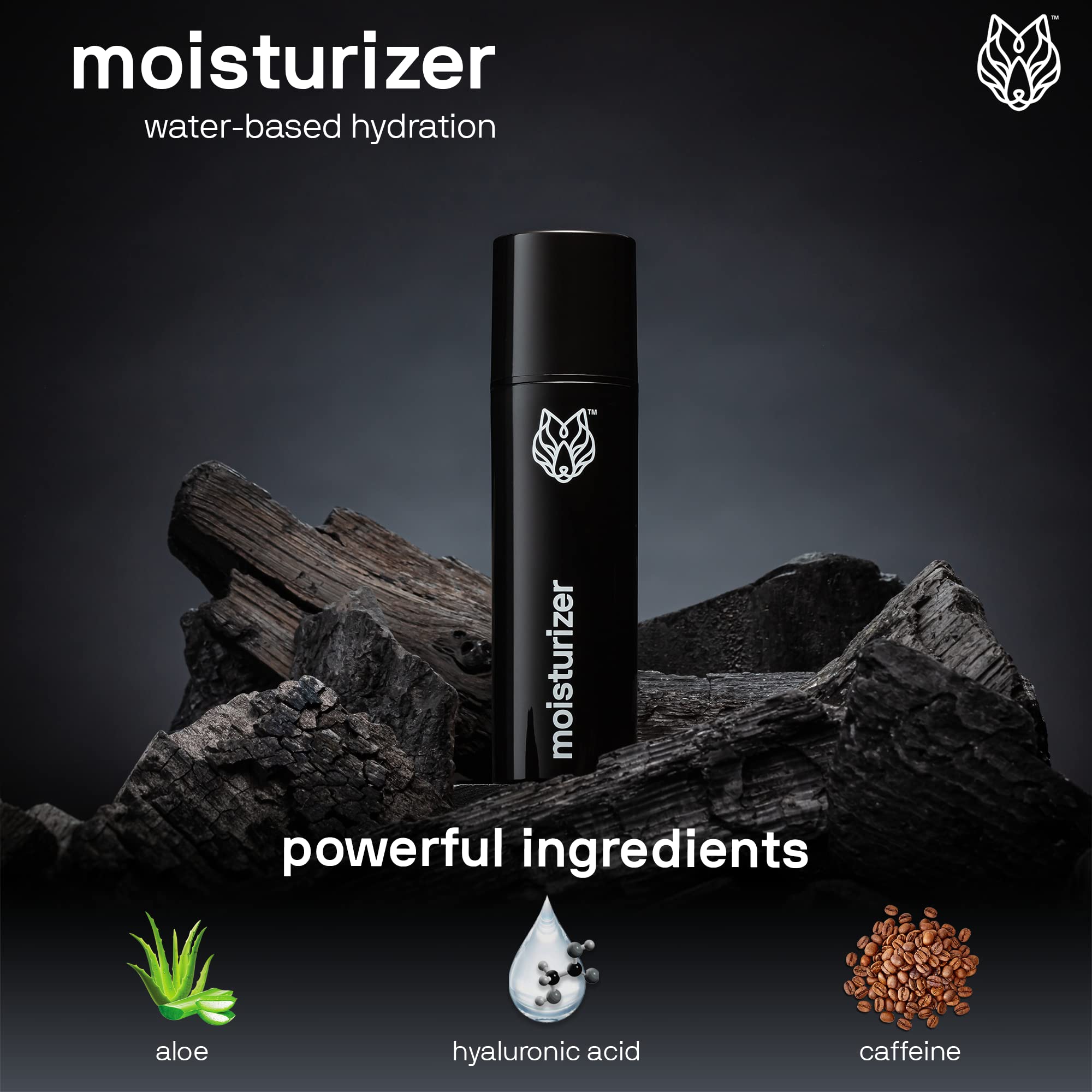 Application sur le visage avec Black Wolf, peau fraîche.
