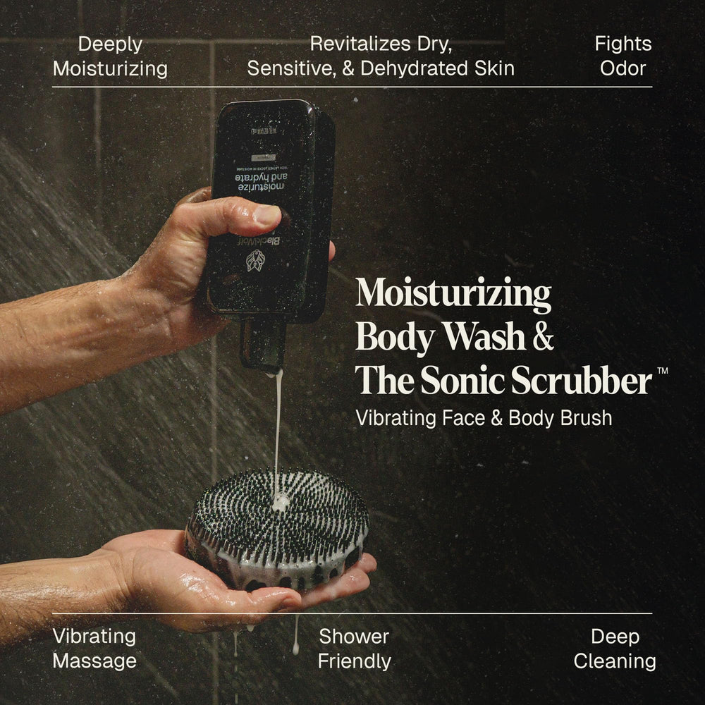 Gel douche hydratant Black Wolf pour peau sèche et déshydratée.