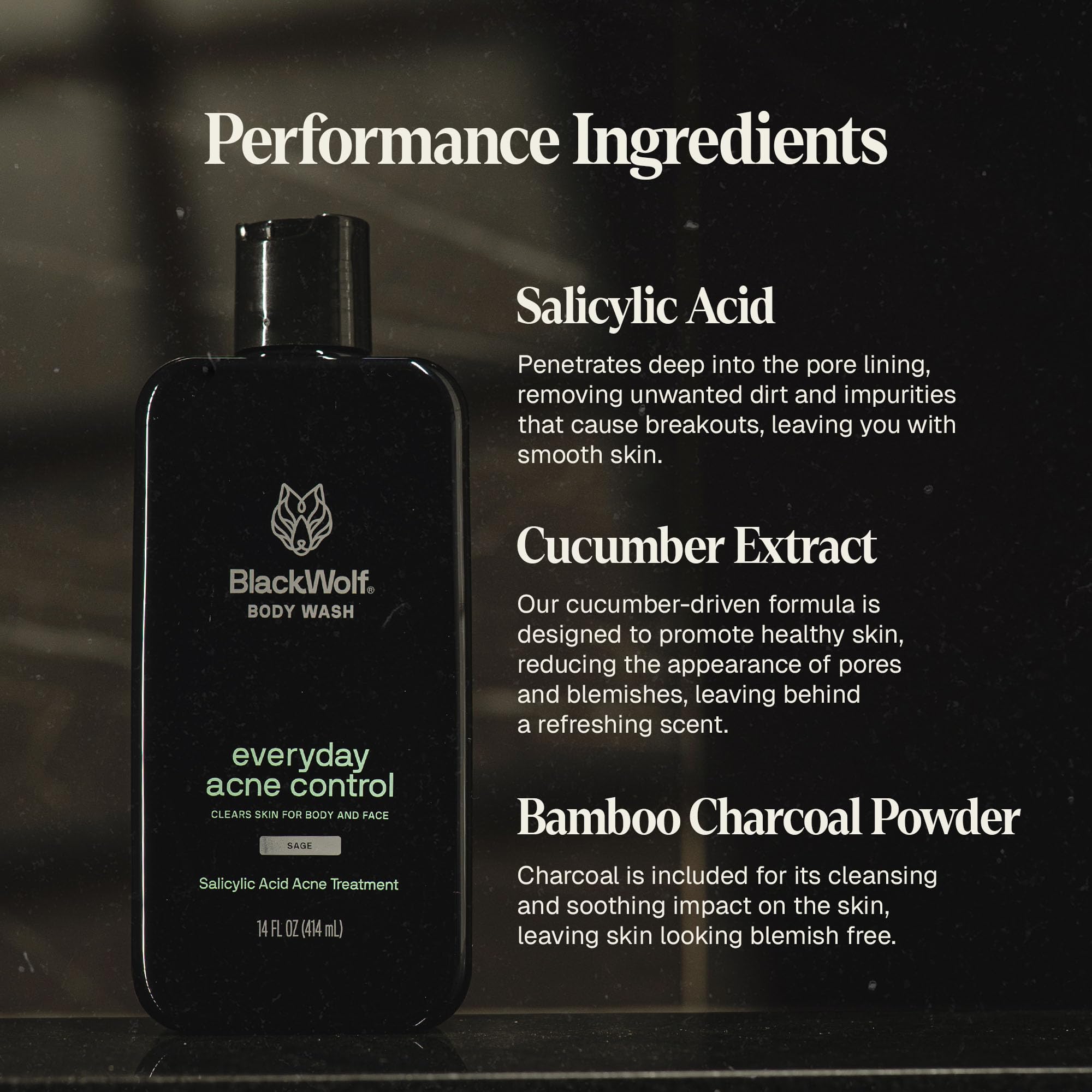 Texture du gel Black Wolf avec effet apaisant et frais sur la peau.