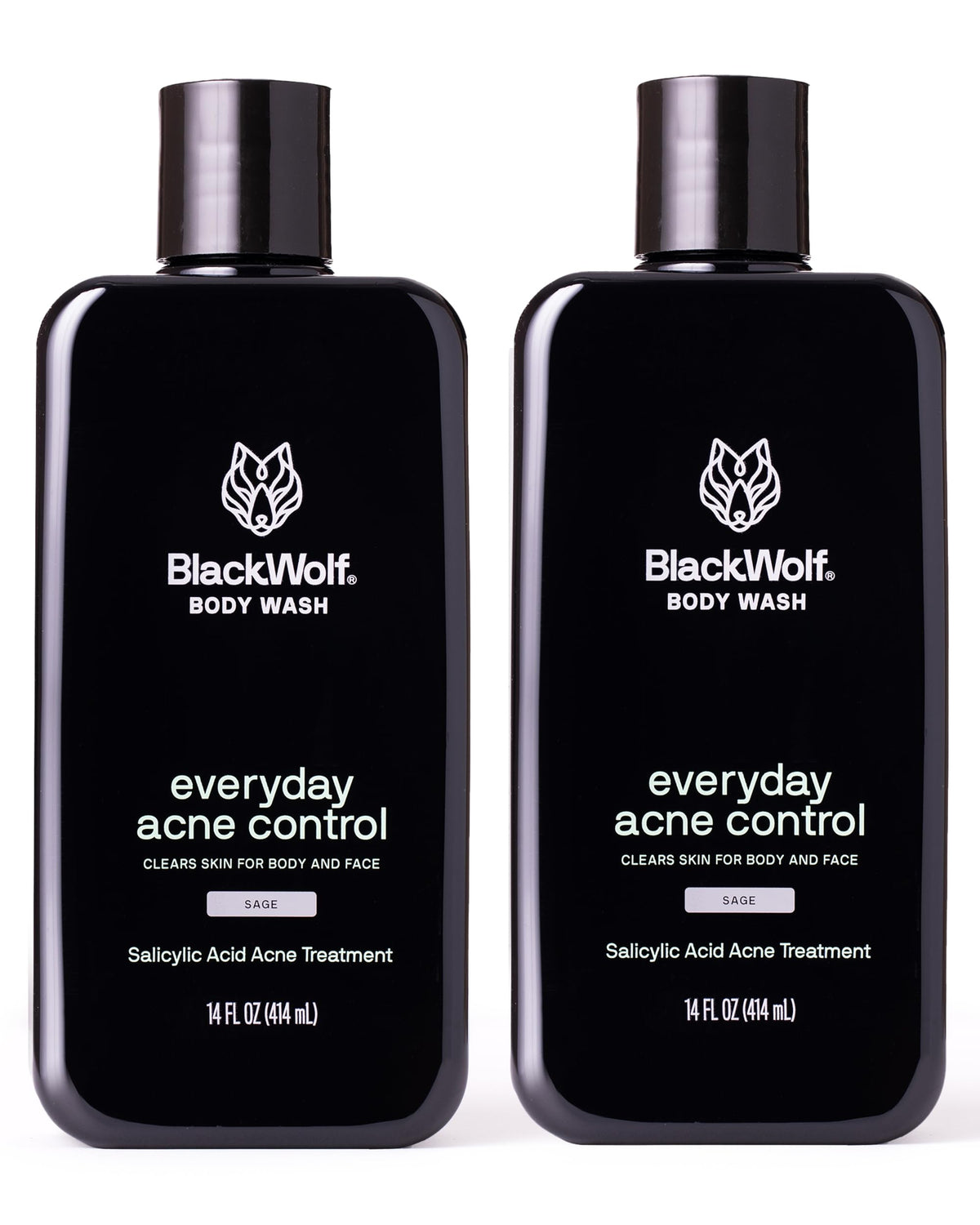 Bouteille Black Wolf montrant le lavage corporel à l acide salicylique pour une purification ciblée.
