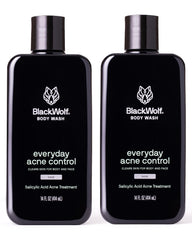 Bouteille Black Wolf montrant le lavage corporel à l acide salicylique pour une purification ciblée.