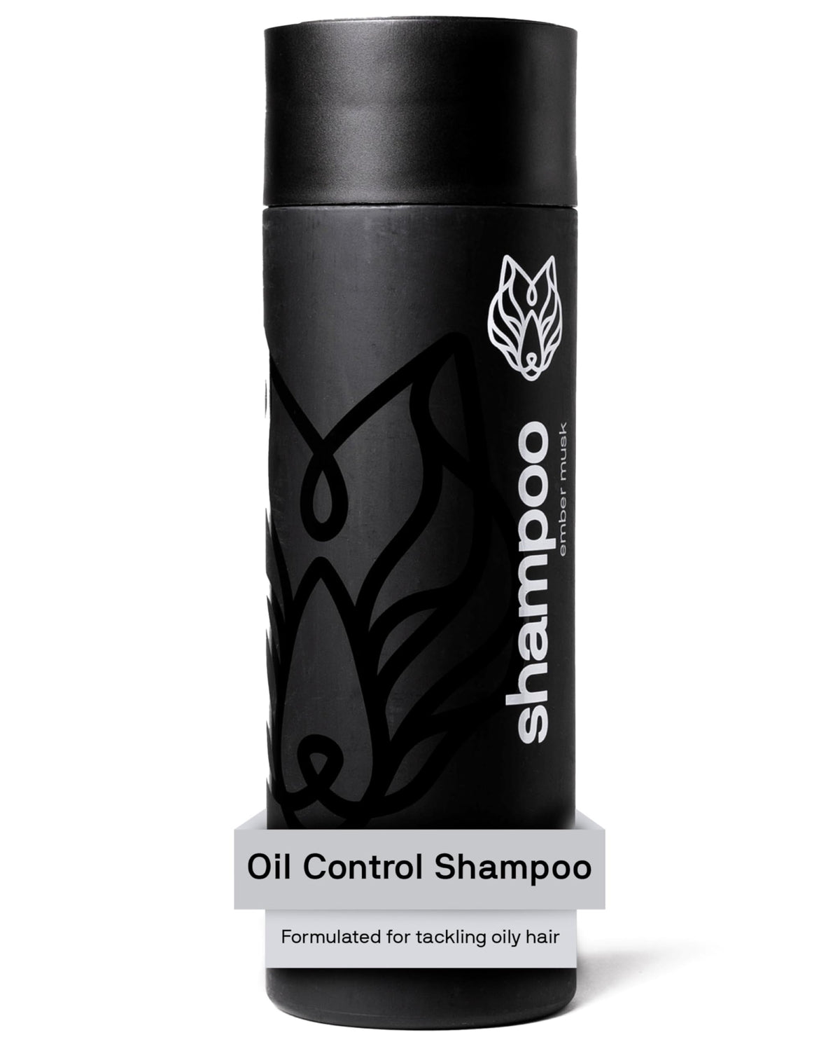 Bouteille Black Wolf Shampoo, charbon infusé, aide à contrôler l'huile et purifier le cuir chevelu.